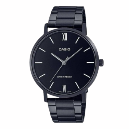 Casio General MTP-VT01B-1B Black Stainless Steel Band Men Watch